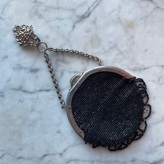 Antique Beaded Coin Purse with Belt Chain