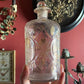 Antique French Handblown Glass Cologne Bottle with Gilded Hearts