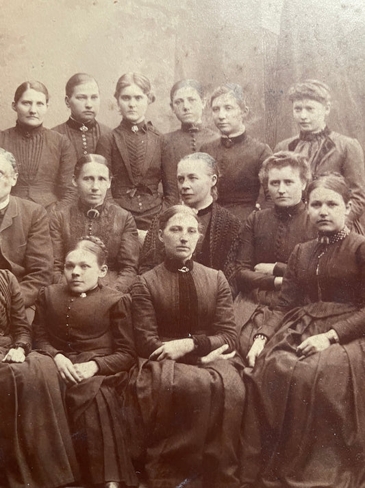 Victorian Girls School Class Photo with a Little Person