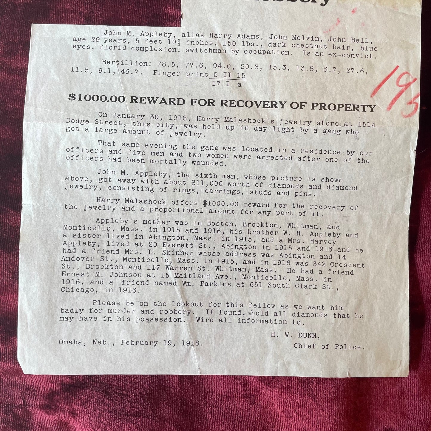 Antique Police Documents | 1910s