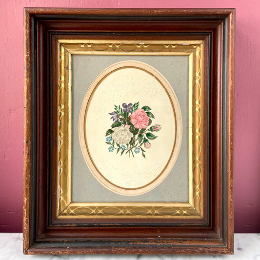 Victorian Floral Painting with Cut Paper Embellishments