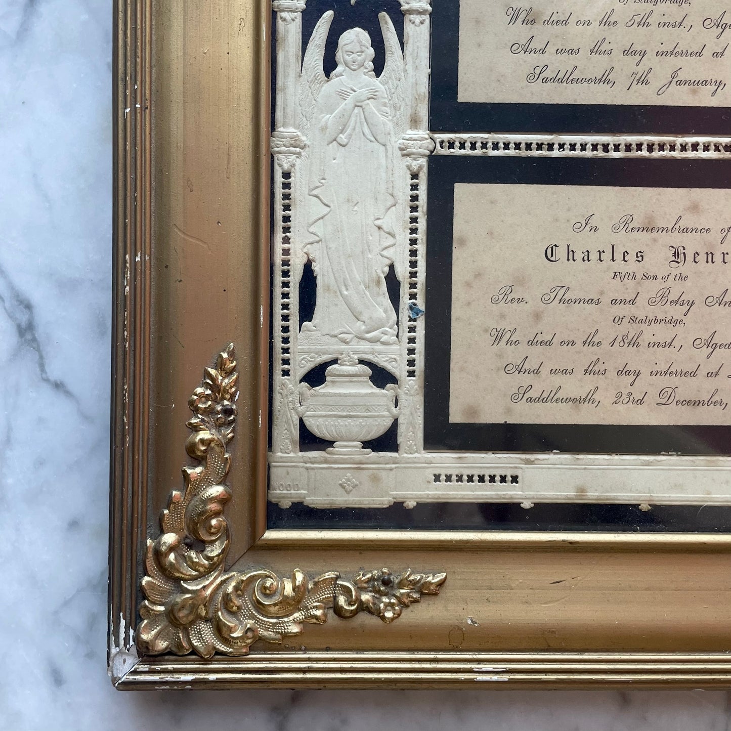 Victorian Diecut Memorial for Two Babies