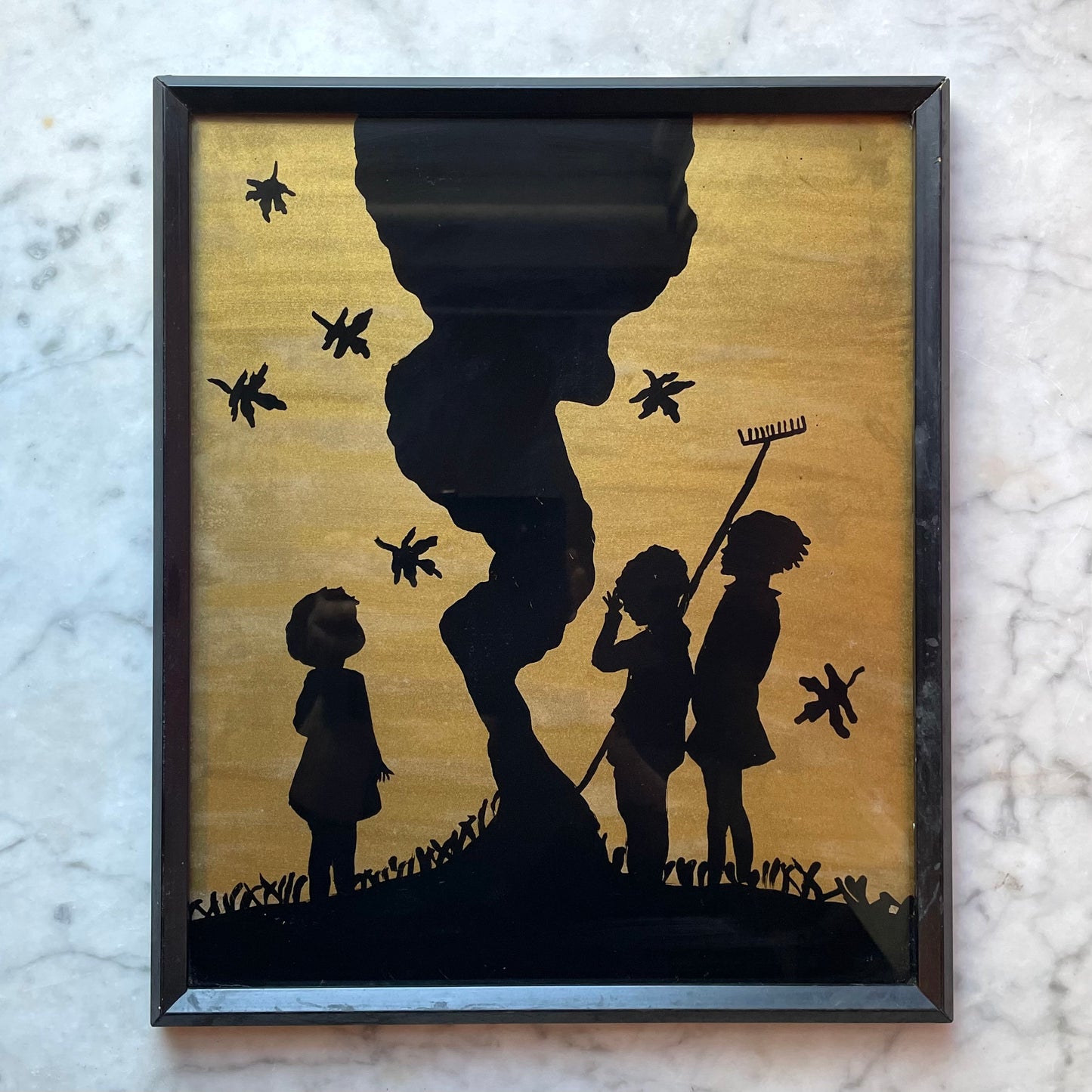 Burning Autumn Leaves | Antique Silhouette