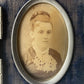 Victorian Photos on Glass in Blue Velvet Frames