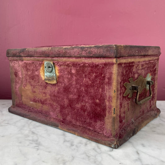 Victorian Velvet Covered Fire Proof Jewelry Box