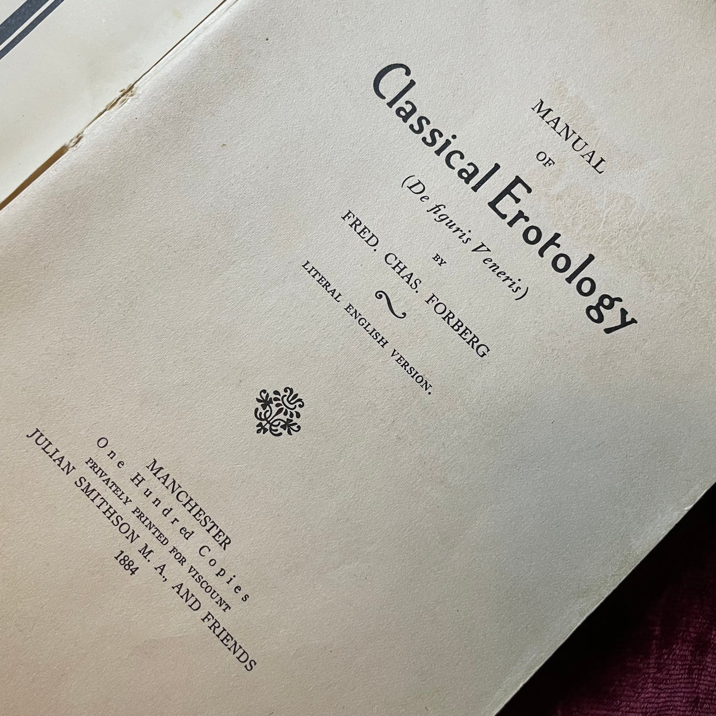 Manual of Classical Erotology (de Figuris Veneris) | Friedrich Karl Forberg