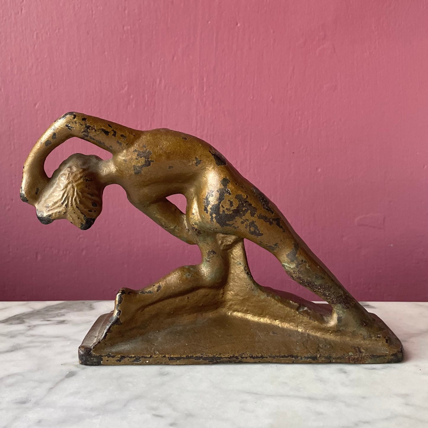Nude Art Deco Dancer Gilded Cast Iron Bookends