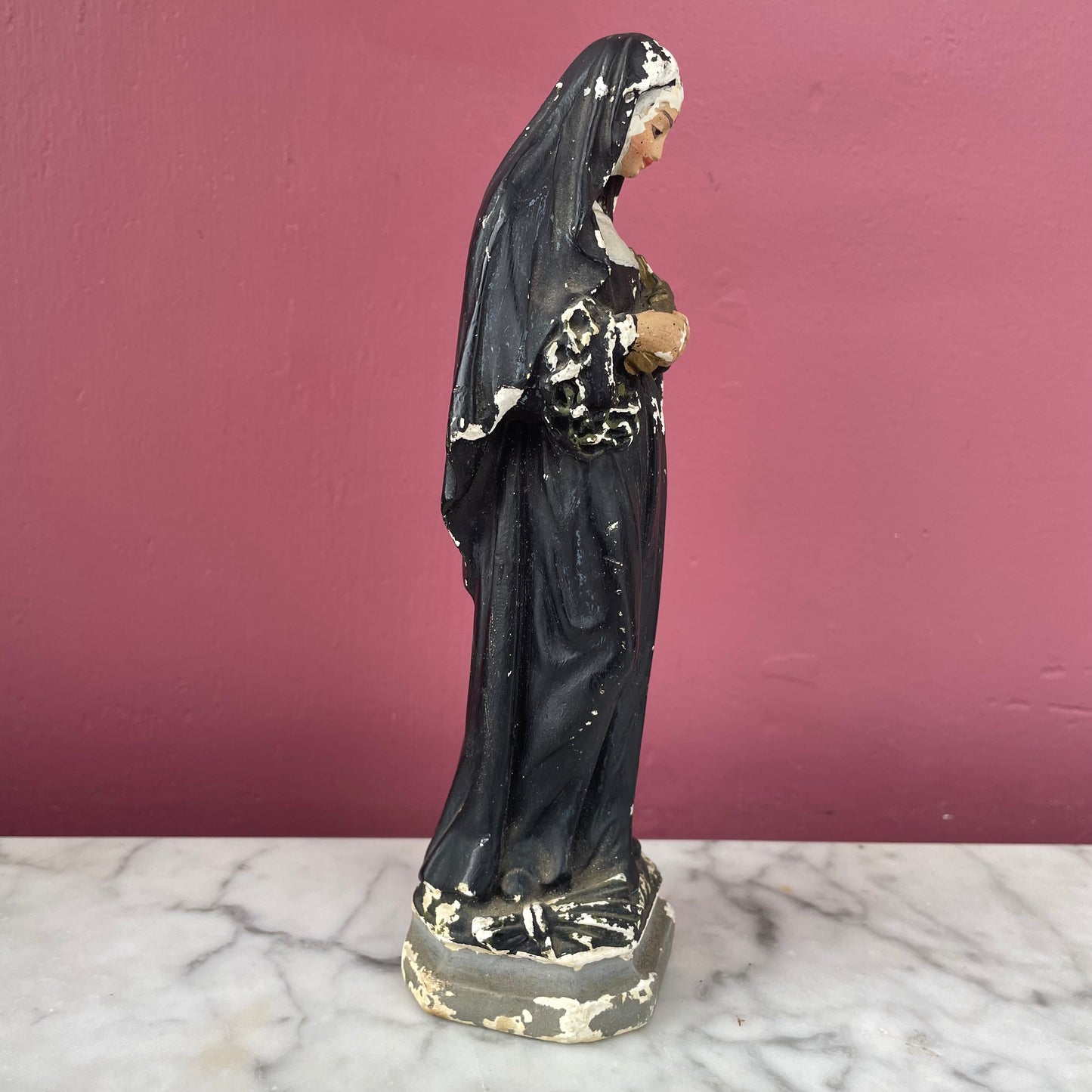 Vintage Saint Rita Chalkware Statue