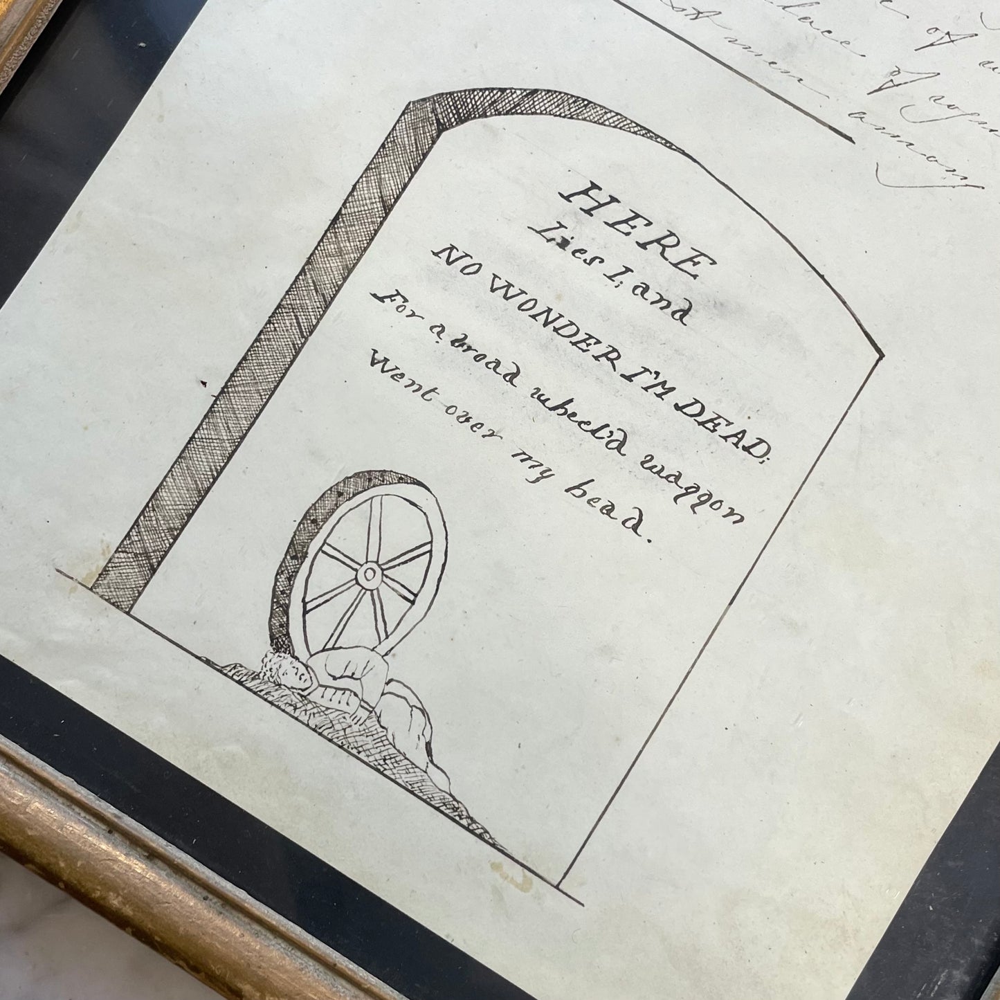 Victorian Manuscript with Gravestone Cartoon & Prison Verse