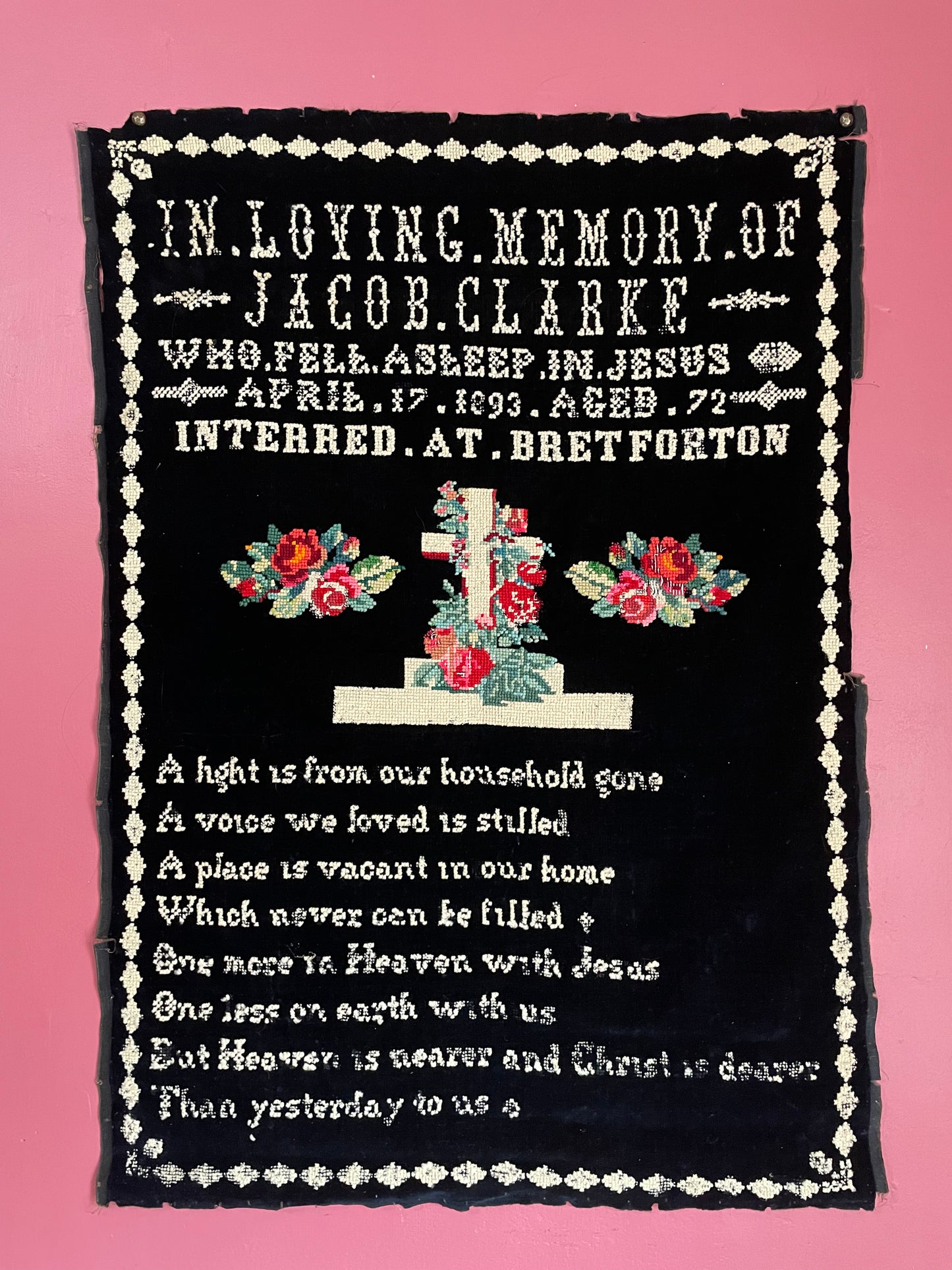 Victorian Mourning Cross Stitch on Velvet | 1896