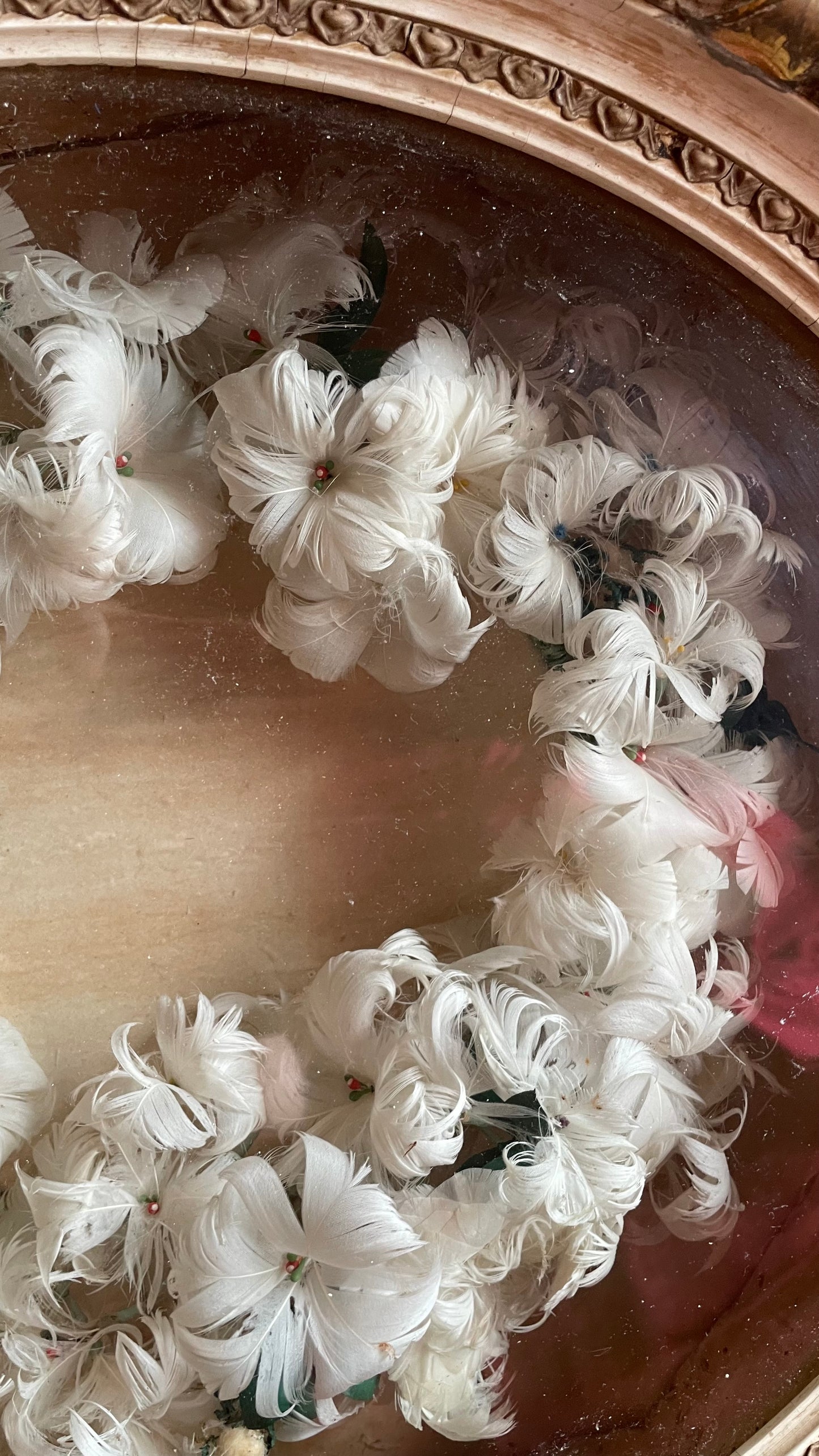 Victorian Feather Work Wreath in Original Shadow Box