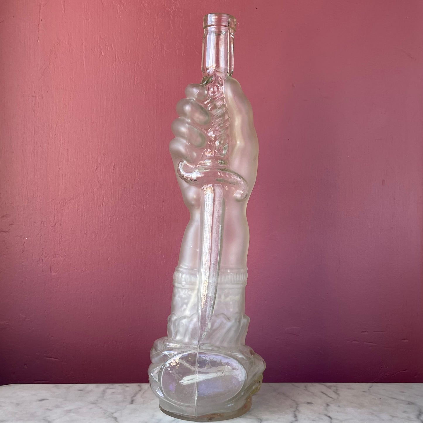 Victorian Hand with Knife Legras Glass Decanter