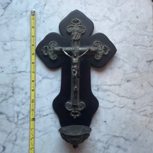 Antique French Ebonized Holy Water Font | Bénitier