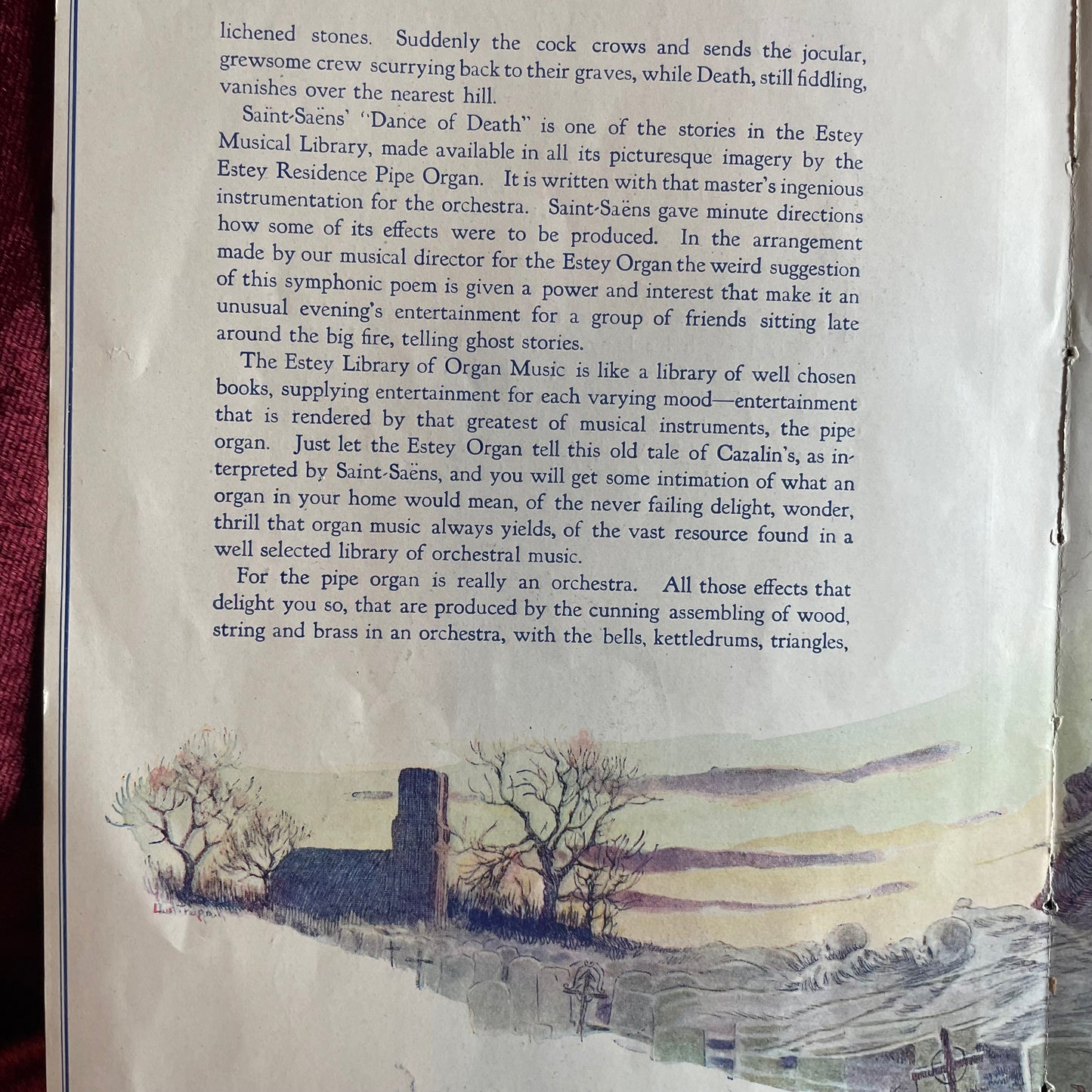 La Danse Macabre | Antique Estey Organ Ad | Halloween Collectible