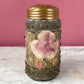 Antique Lehn & Fink Powder Bottle with Embroidered Floral Sleeve