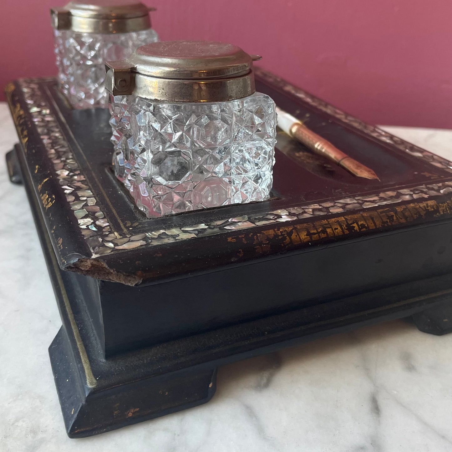 Victorian Mother of Pearl Inlaid Desk Set