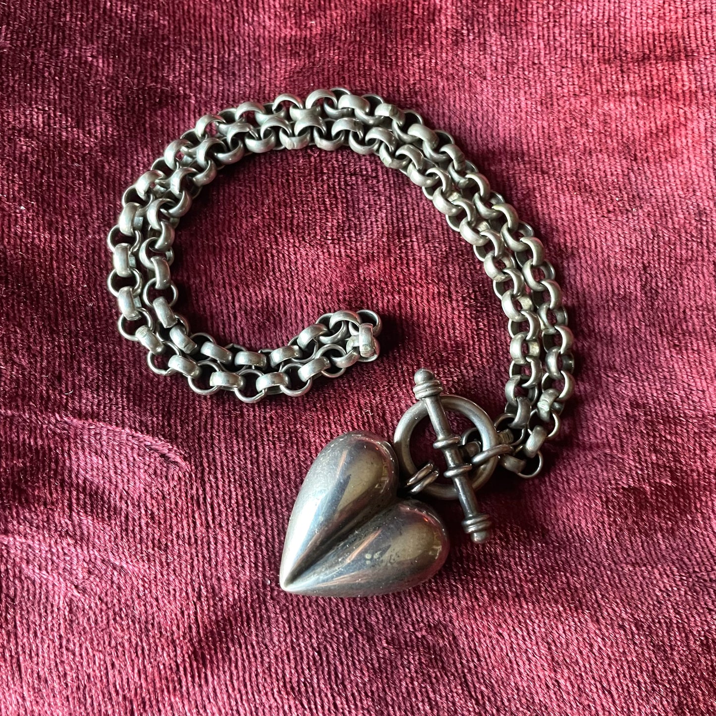 Victorian Style Vintage Sterling Silver Heart Pendant on Chain