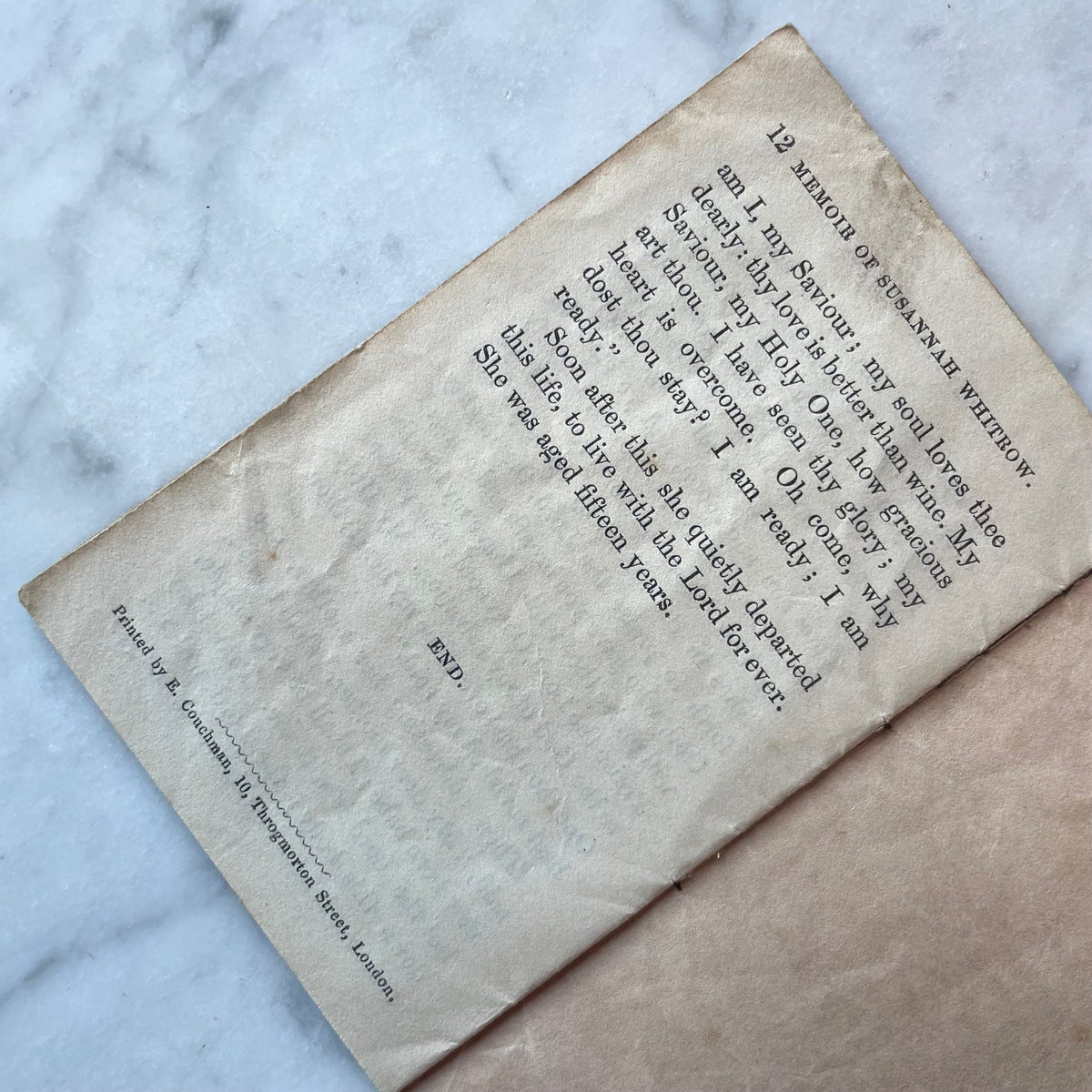 Memoir of Susannah Whitrow | Mourning Chapbook | 1856
