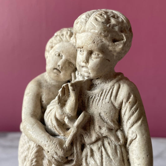 Antique Religious Chalkware | Infant Christ & John the Baptist