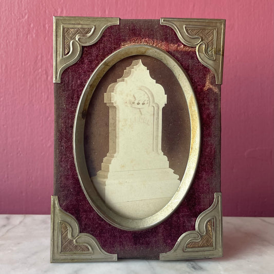 Victorian Tombstone CDV in Velvet Frame
