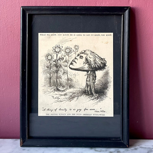 Oscar Wilde Cartoon | Harpers 1882 | A British Fungus Among American Sunflowers