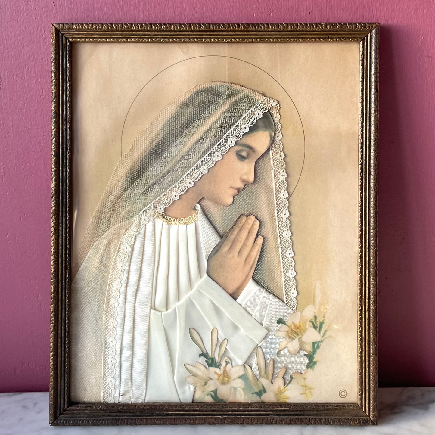 Vintage Virgin Mary Fabric Collage