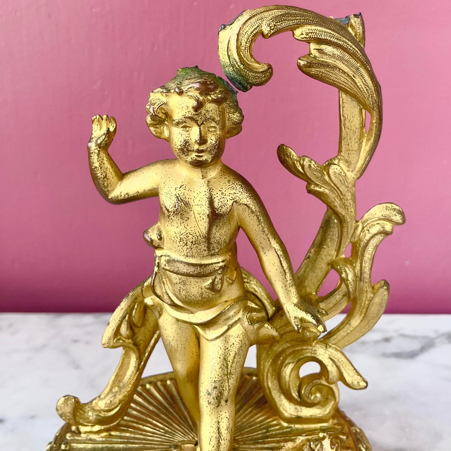 Antique Art Nouveau Pocket Watch Stand with Putto