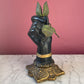 Victorian Revival Black Figural Hand Metal Candleholder