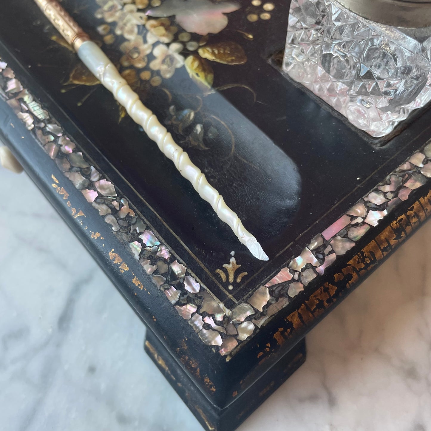 Victorian Mother of Pearl Inlaid Desk Set