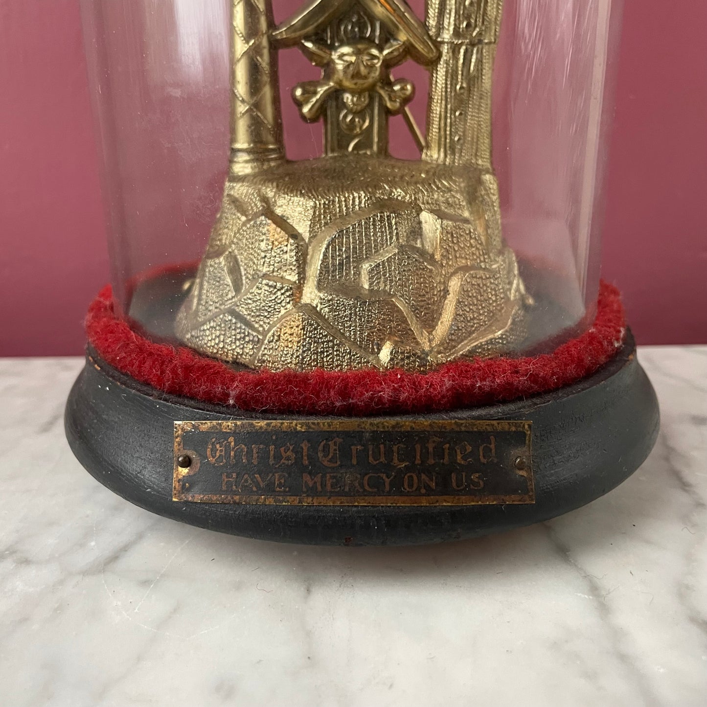 Antique Arma Christi Under Domed Glass