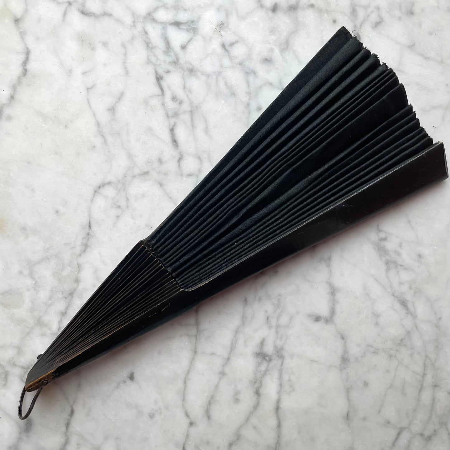 Victorian Black Silk Mourning Fan