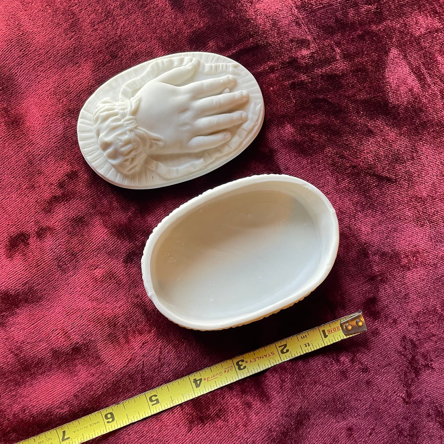 Victorian Parian Hand Trinket Box