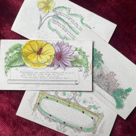 Early Victorian Hand Colored Calling Cards