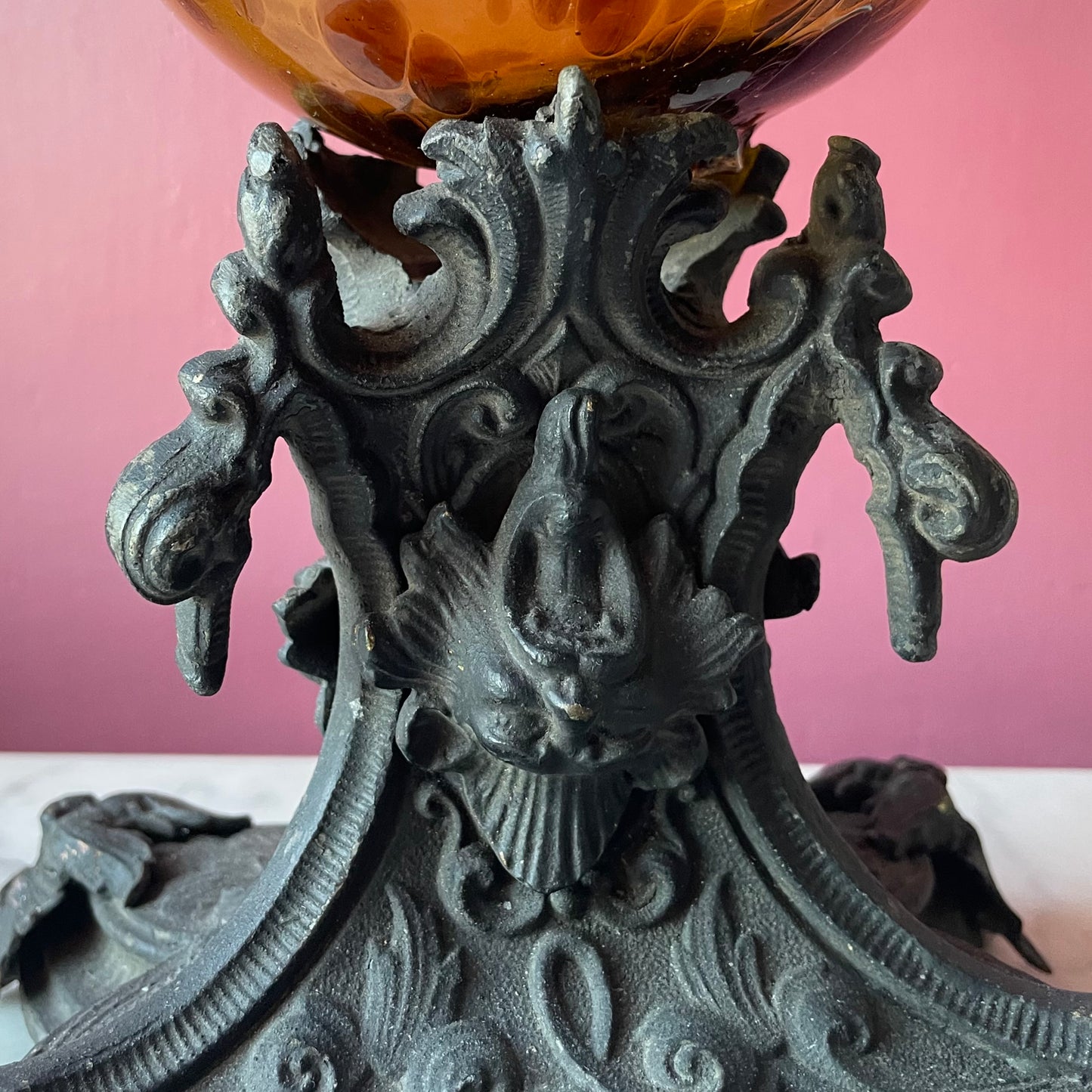 Antique Witch Ball on Victorian Gothic Base