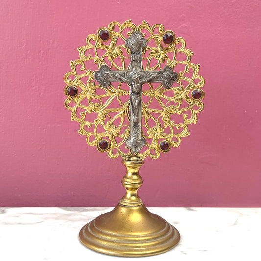 Vintage Gold Filigree Crucifix Stand