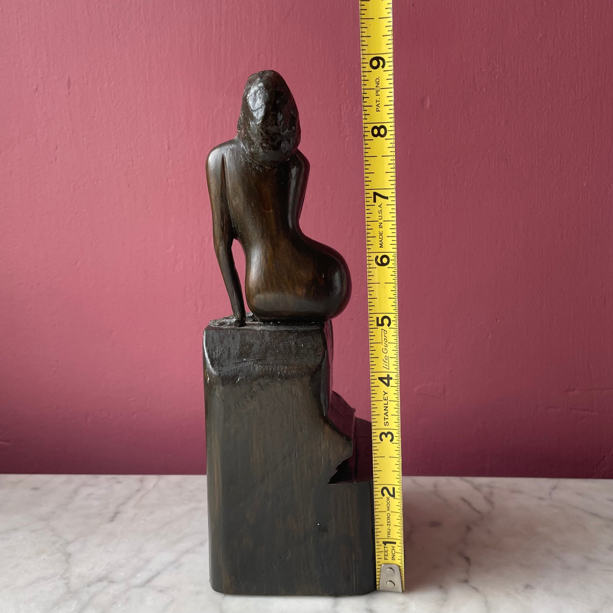 Vintage Carved Wood Nude Statuette