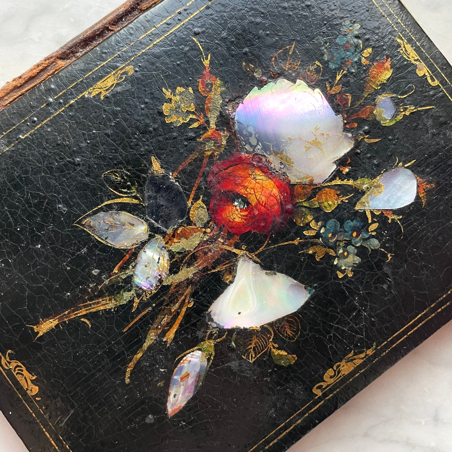 Victorian Half Plate Tintype in Mother of Pearl Case with Poem and Lock of Hair