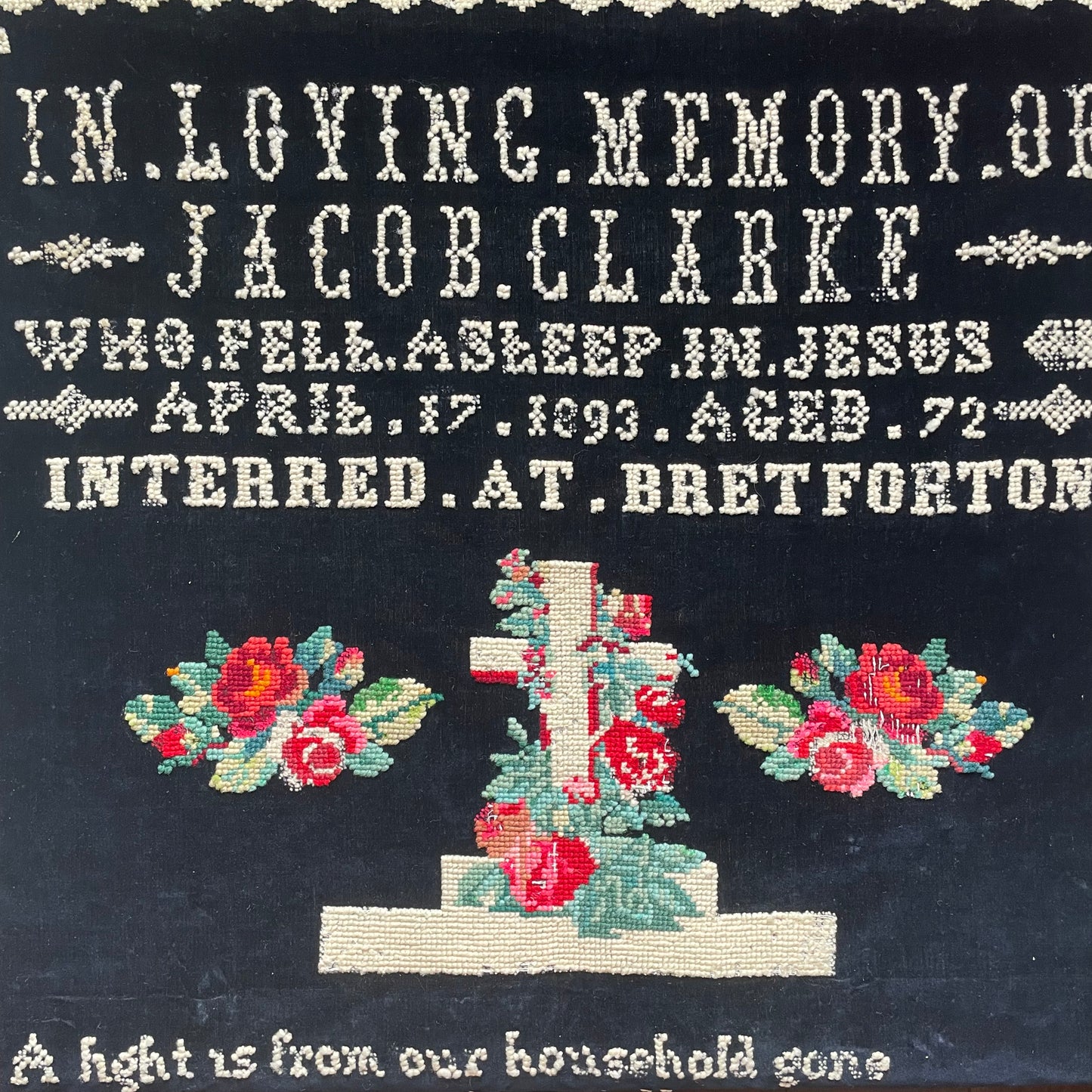 Victorian Mourning Cross Stitch on Velvet | 1896