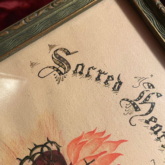 Antique Sacred Heart Painting