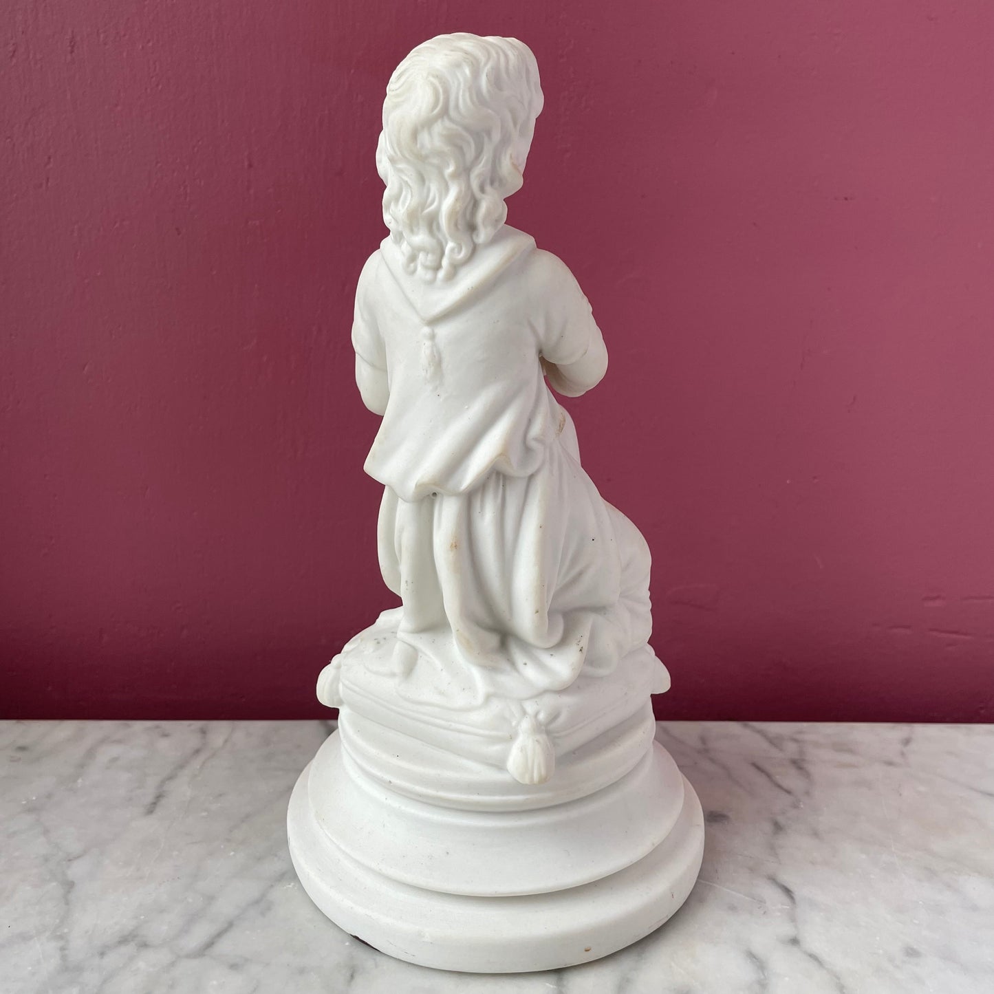 Praying Child with Harp | Victorian Parian Figure