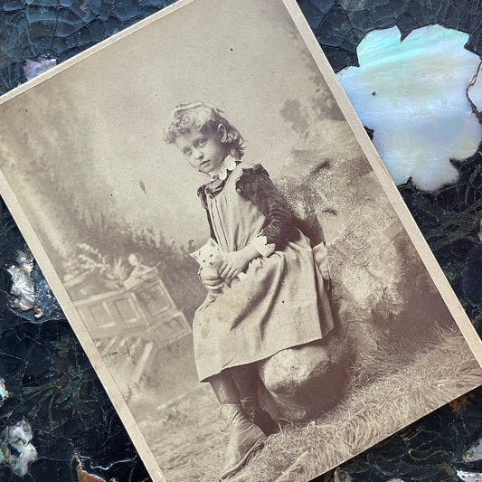 Victorian Photo of a Girl & Her Kitten