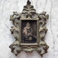 Victorian Tintype of Child with Doll in Cast Iron Miniature Frame