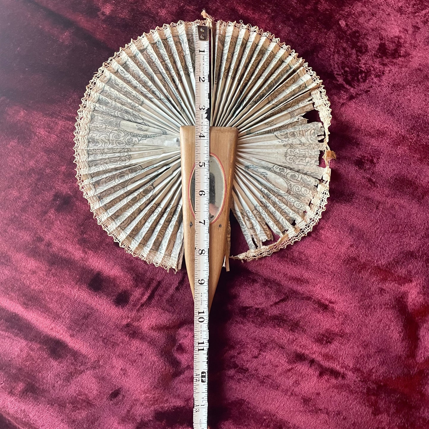 Antique Drawstring Fan with Mirror | Cuba Souvenir