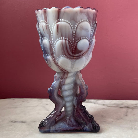 Victorian Slag Glass Goblet or Vase