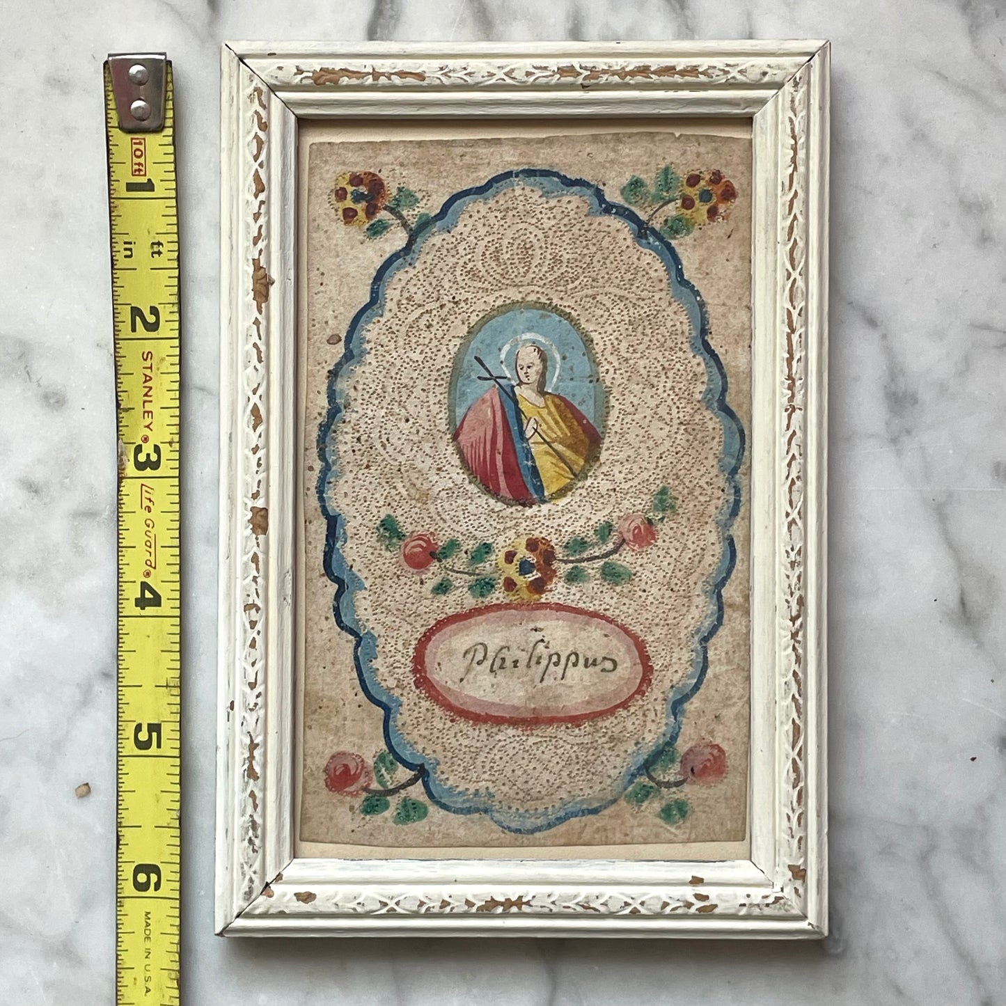 Antique Hand Cut Canivet Holy Card Saint Phillip