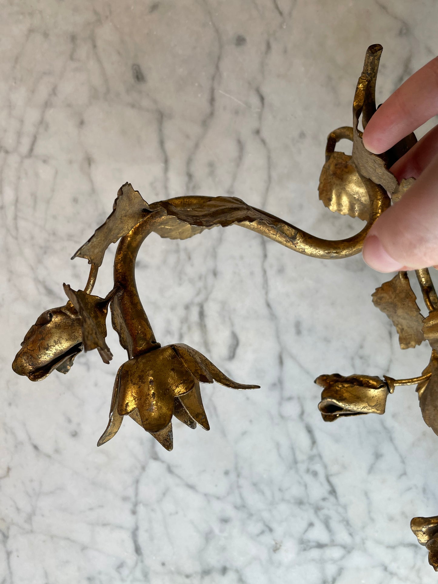 Vintage Gold Toleware Candleholder Wall Sconces