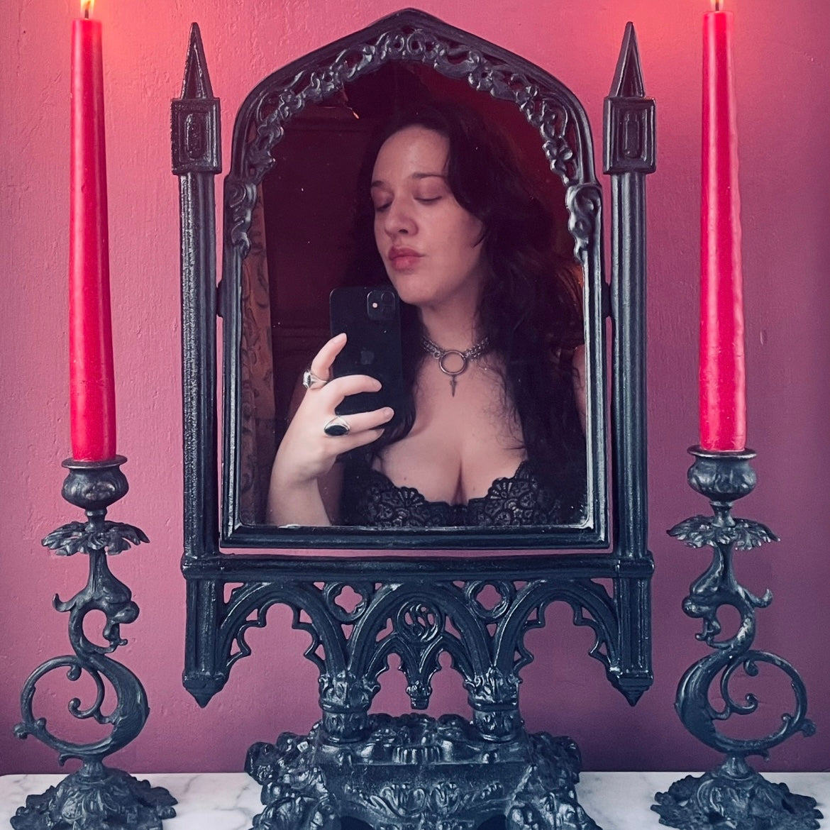 Gothic Revival Cast Iron Vanity Mirror