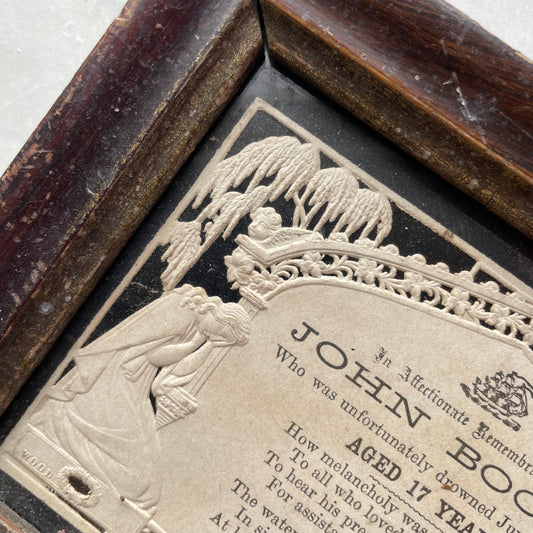 Victorian Mourning Die Cut in Original Frame