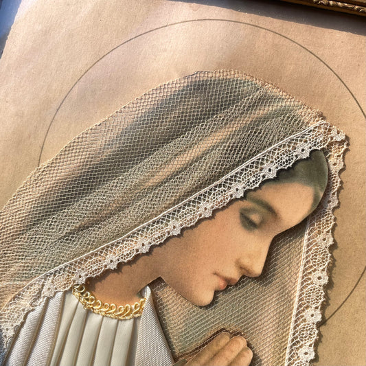 Vintage Virgin Mary Fabric Collage