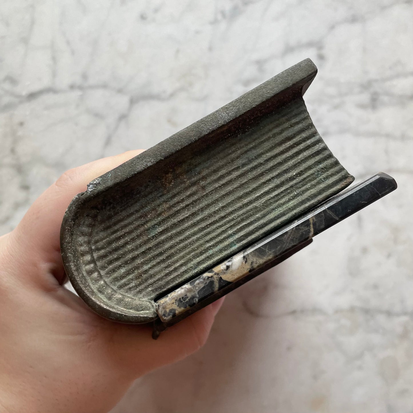 Antique Marble & Metal Book Box | Cigarette Container